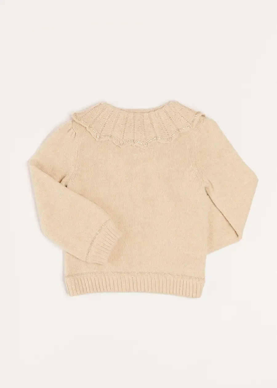 Statement Collar Metallic Detail Jumper in Gold (4-10yrs)