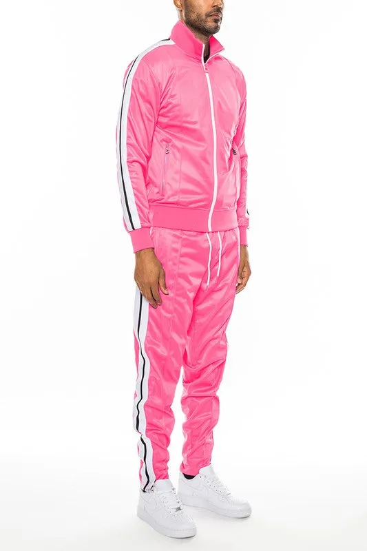 Striped Tape Front Pleat Track Suit Set