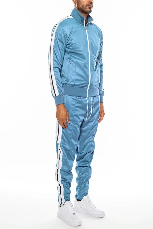 Striped Tape Front Pleat Track Suit Set