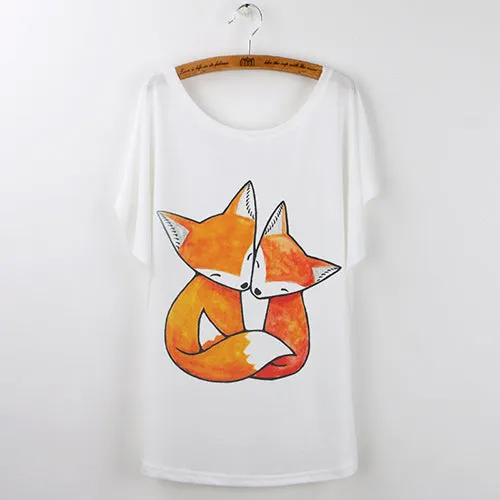 Summer Tops 2017 Animal T-Shirt Women Clothing Harajuku Cute Fox Short Sleeve White T Shirt Camiseta Feminina Tee Shirt Femme