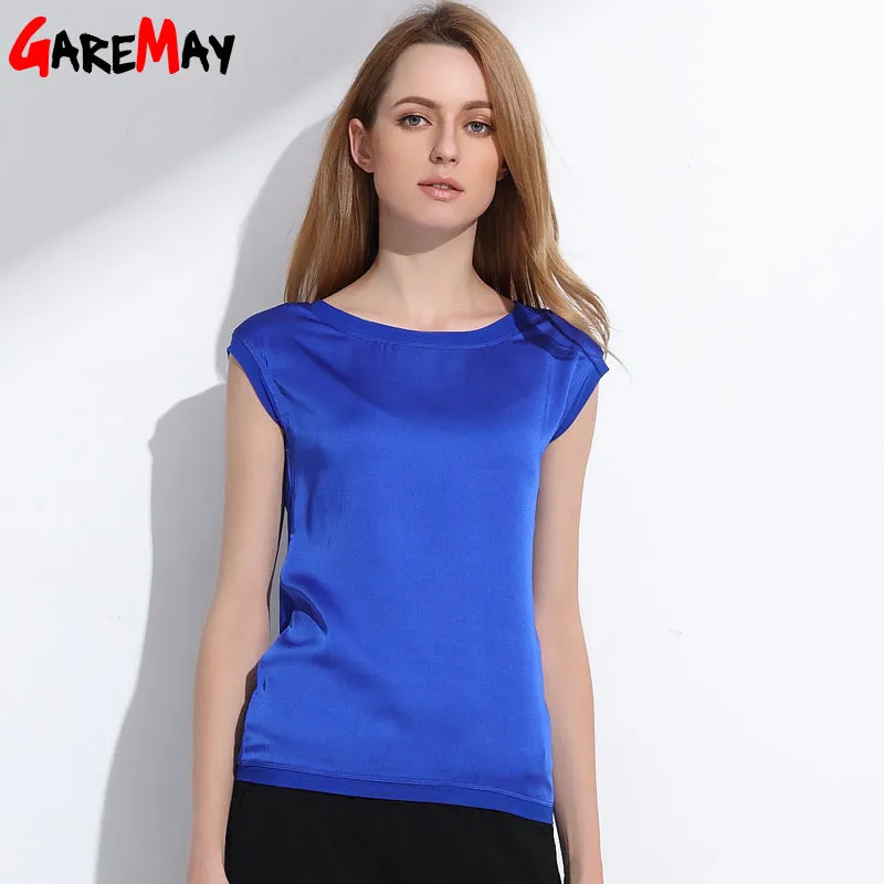 Summer women t shirt Chinese silk 2017 tops tees women clothing chiffon  o-neck fashion women's T-shirts for short sleeve  048