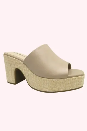 Tayla Slip On Chunky Heels - Nude