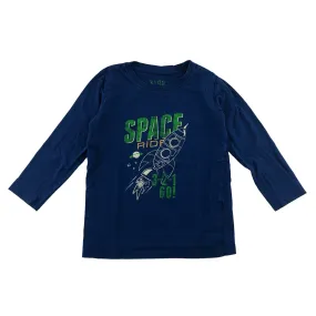 Tchibo t-shirt 5-6 years blue space rocket long sleeve cotton