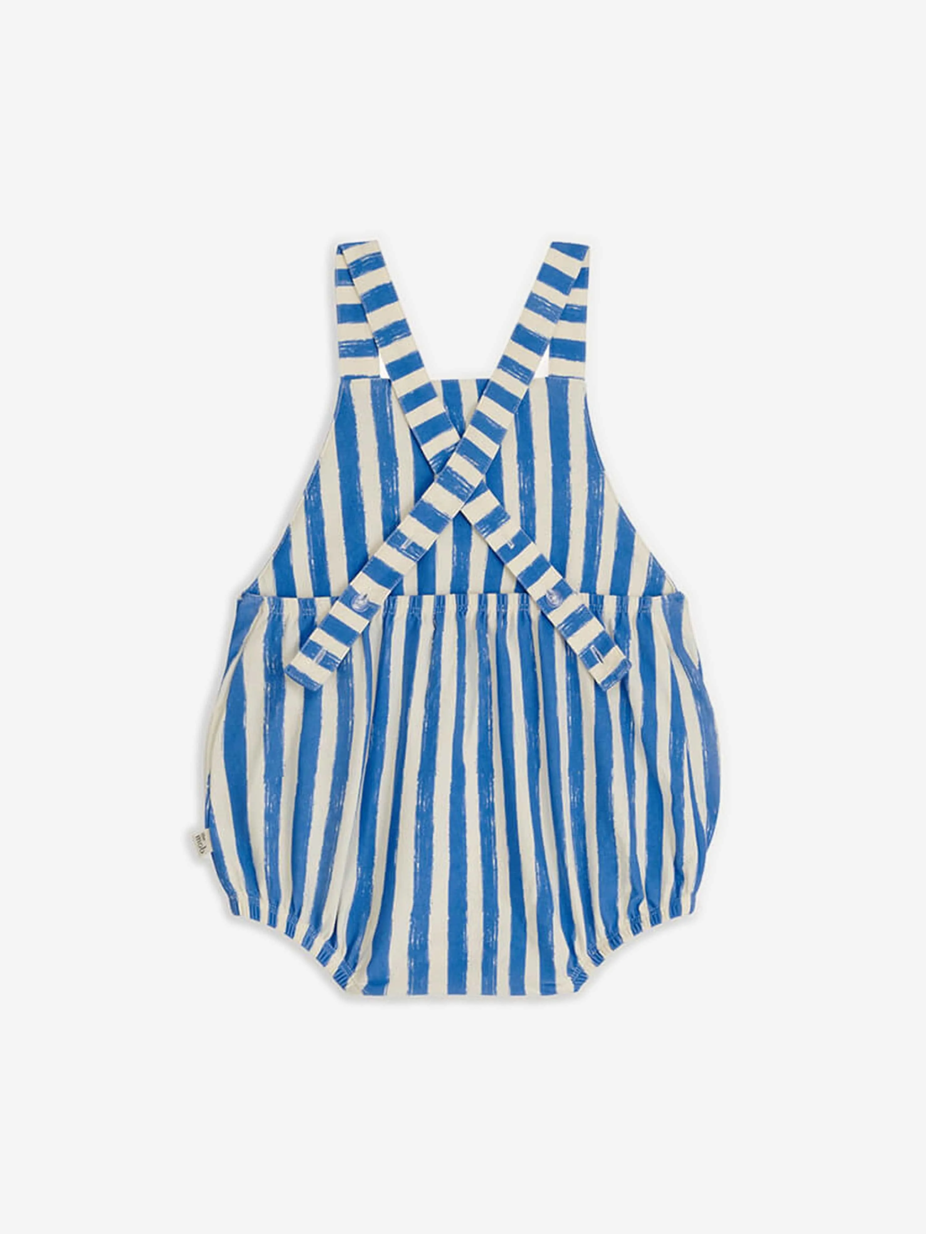 The Bonnie Mob Baby Boys Clam Striped Bubble Romper in Blue