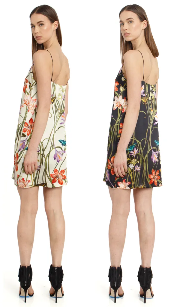 The Reversible Silk Slip   Botanica Ivory | Botanica Black