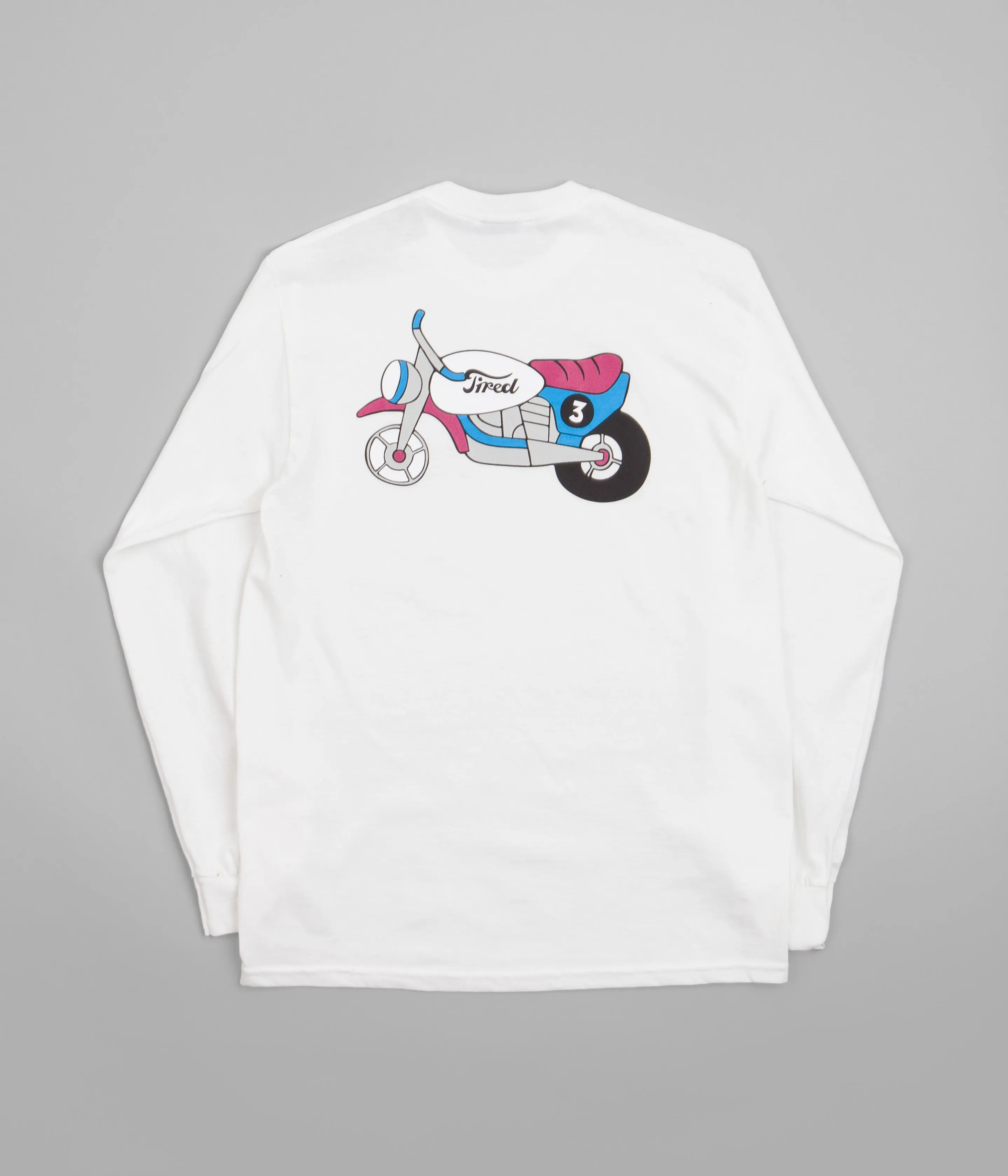 Tired Moto Sport Long Sleeve T-Shirt - White