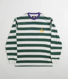 Tired Squiggly Logo Striped Pocket Long Sleeve T-Shirt - Purple / Forest