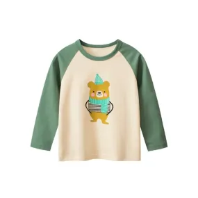 Toddler/Kid Girl's Long Sleeve Cartoon Bear Print Design T-shirt