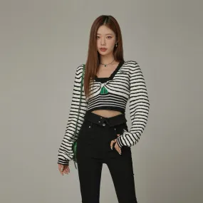 Twist Stripe Knit Crop Top