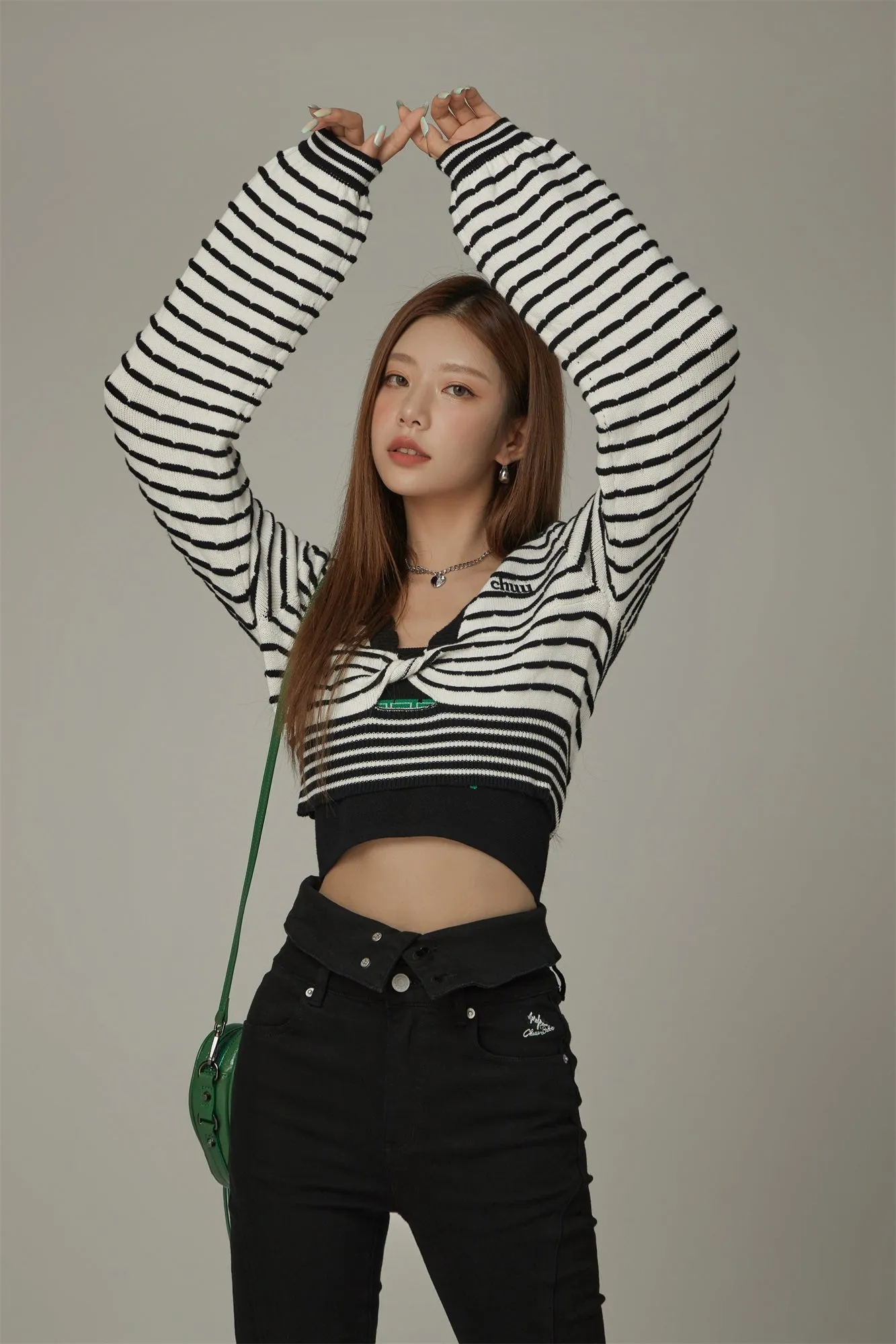 Twist Stripe Knit Crop Top