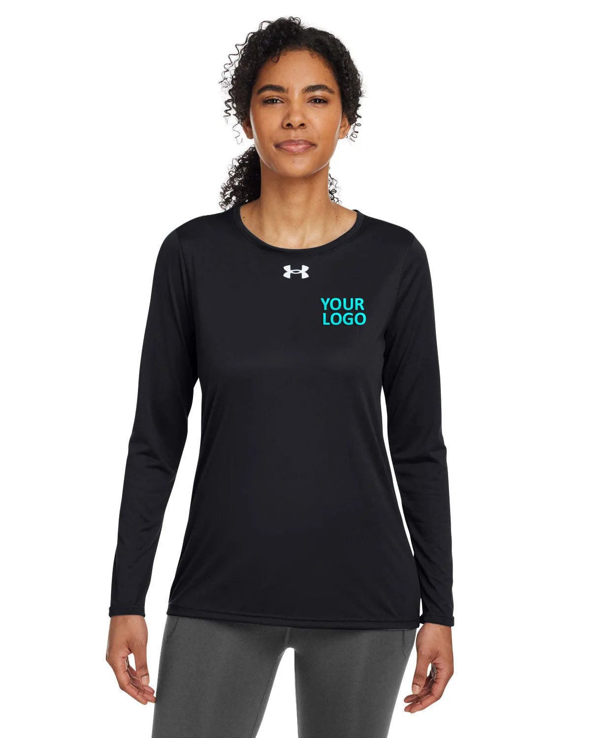 Under Armour Ladies Tech Long-Sleeve Custom T-Shirts, Black