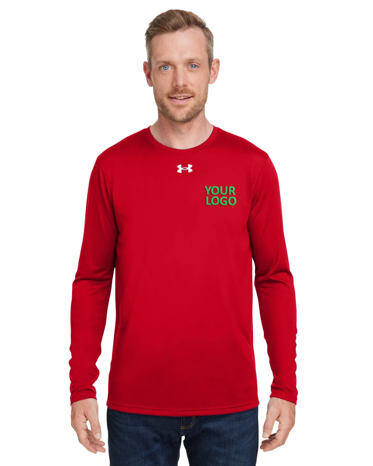 Under Armour Men's Tech Long-Sleeve Custom T-Shirts, Red