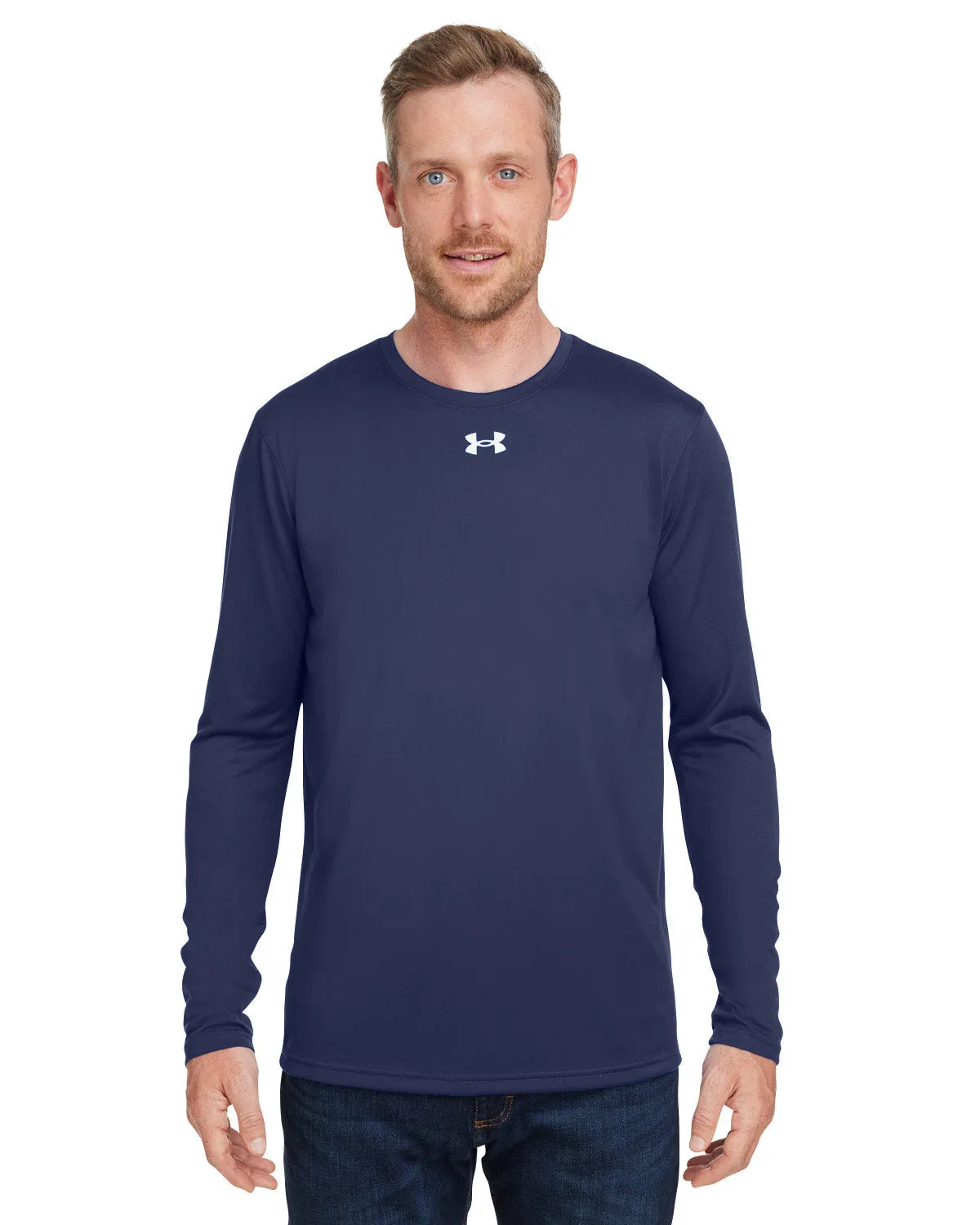 Under Armour Men's Tech Long-Sleeve Customized T-Shirts, Navy