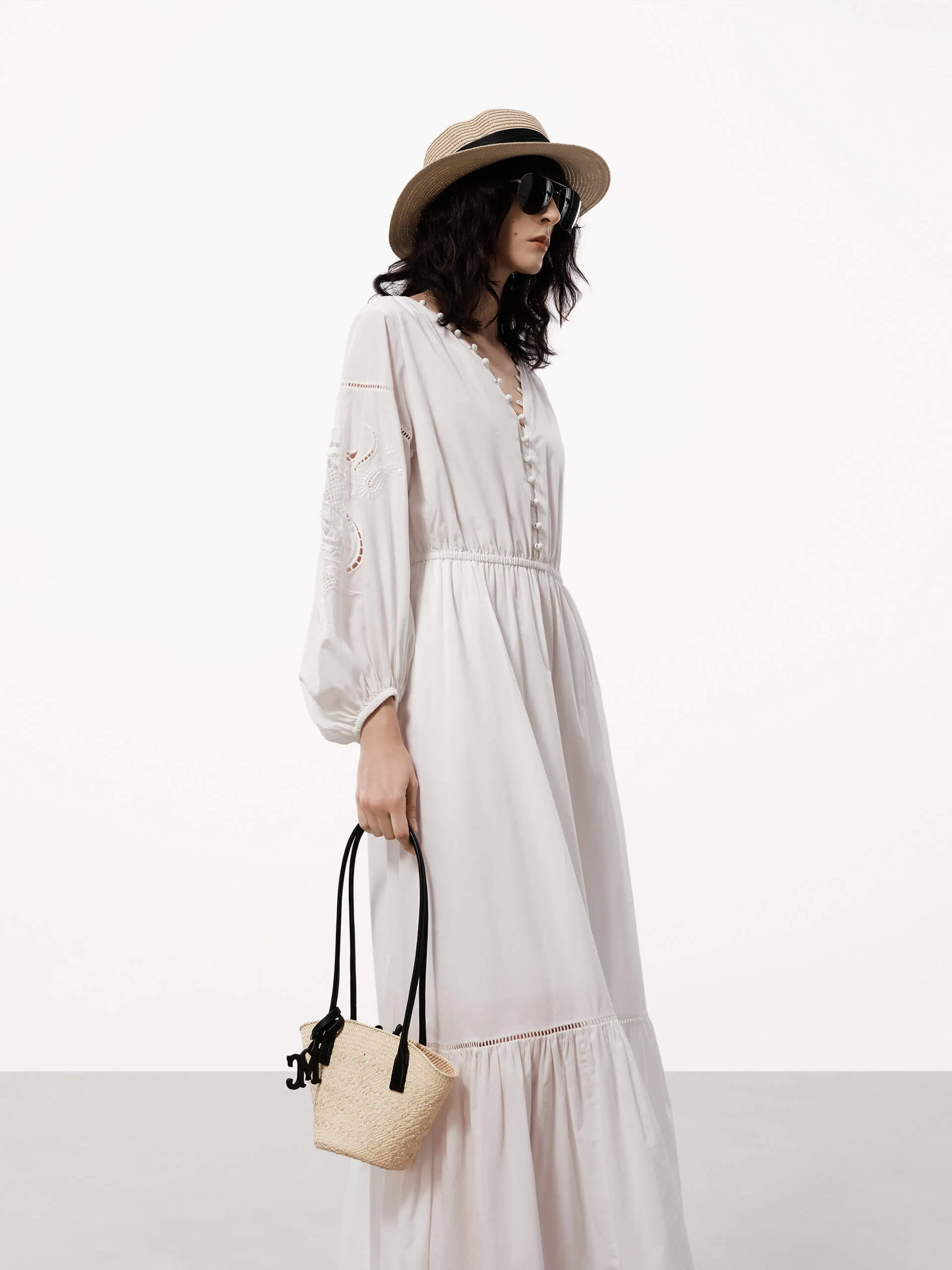 V-neck Cotton Maxi Dress