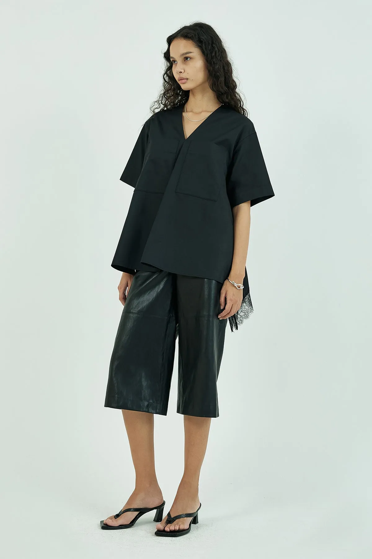 Vegan-leather culottes