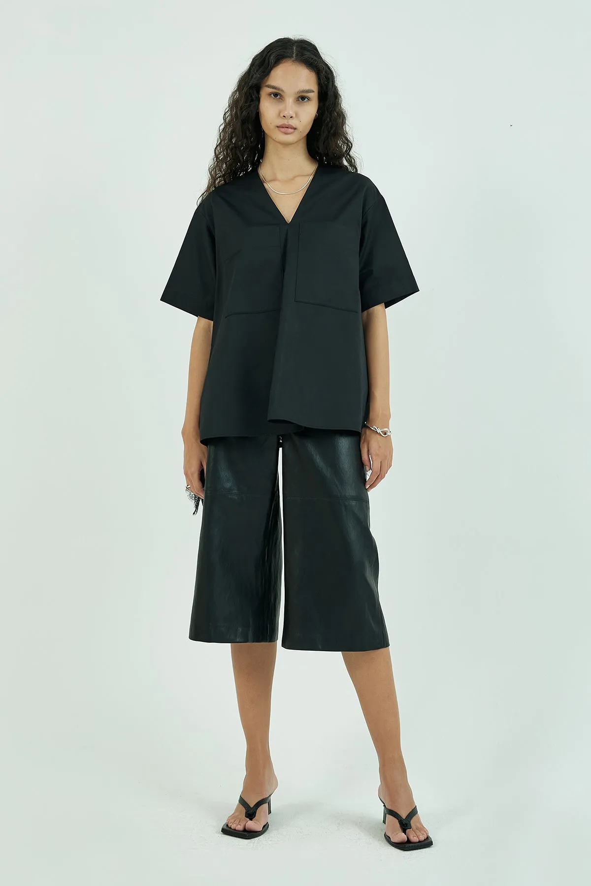 Vegan-leather culottes