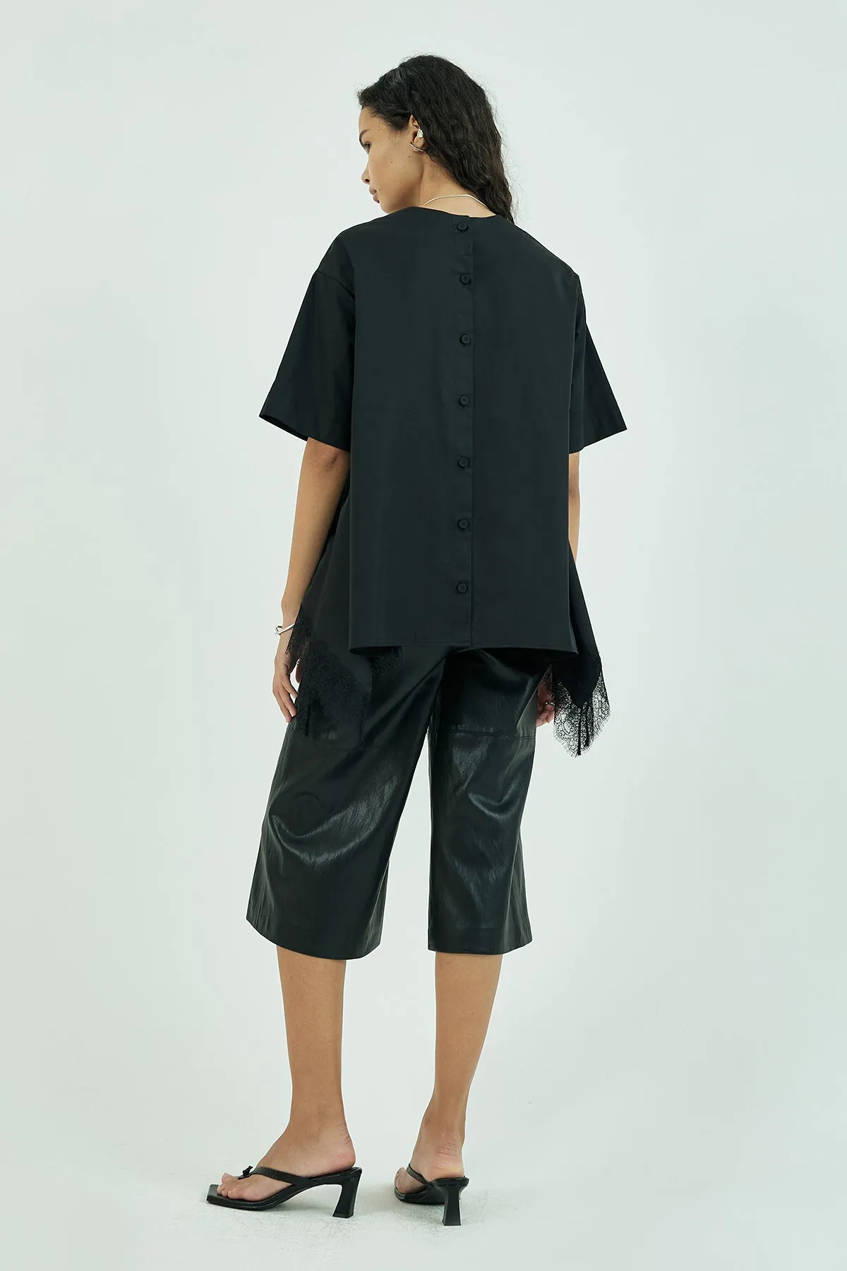 Vegan-leather culottes