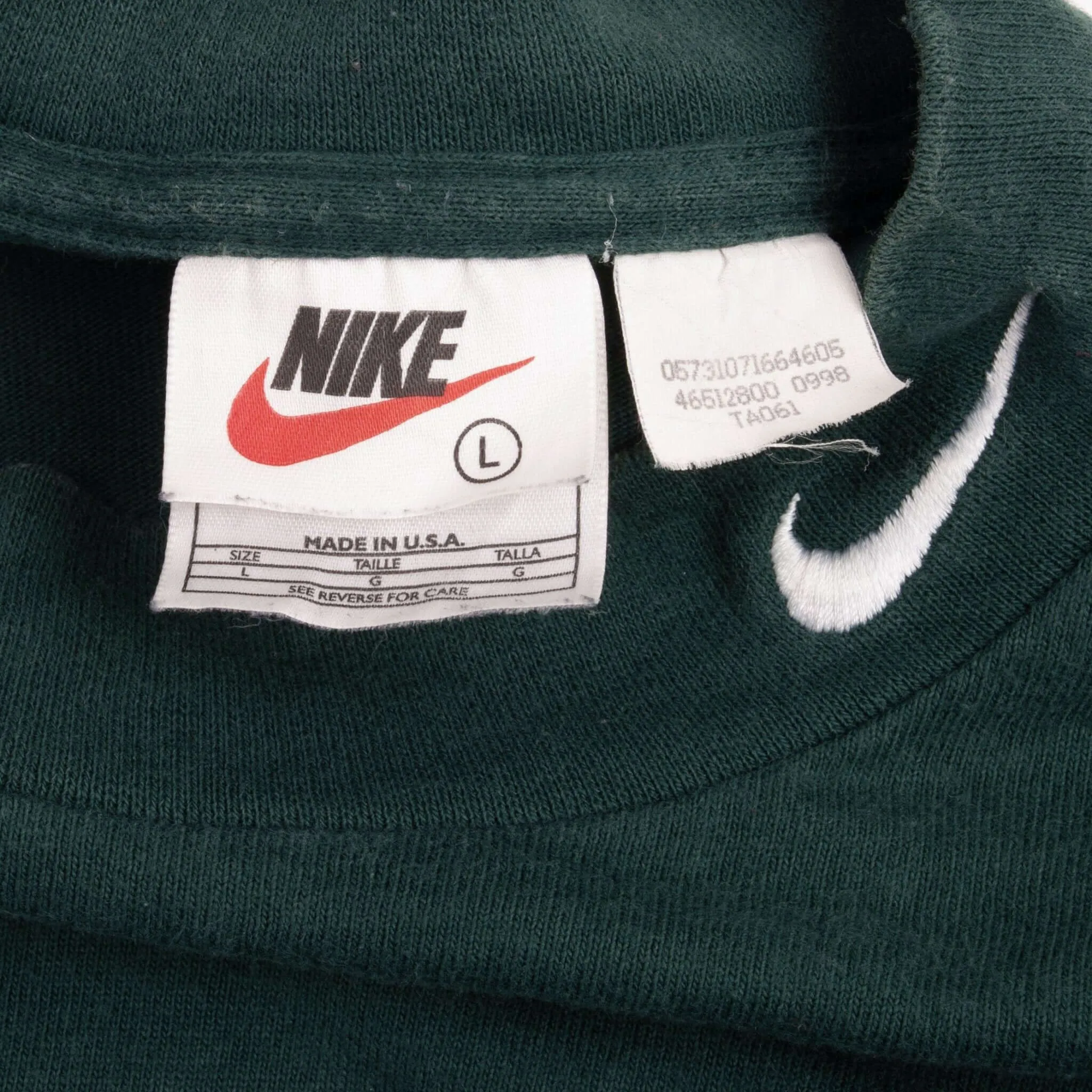 VINTAGE NIKE LONG SLEEVE TURTLE NECK GREEN TEE SHIRT 1990S LARGE MADE IN USA