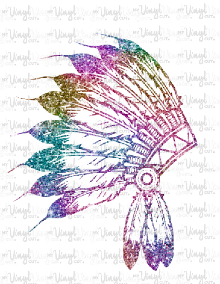 Waterslide Decal Tribal Rainbow Glitter (effect) Feather Headdress J13