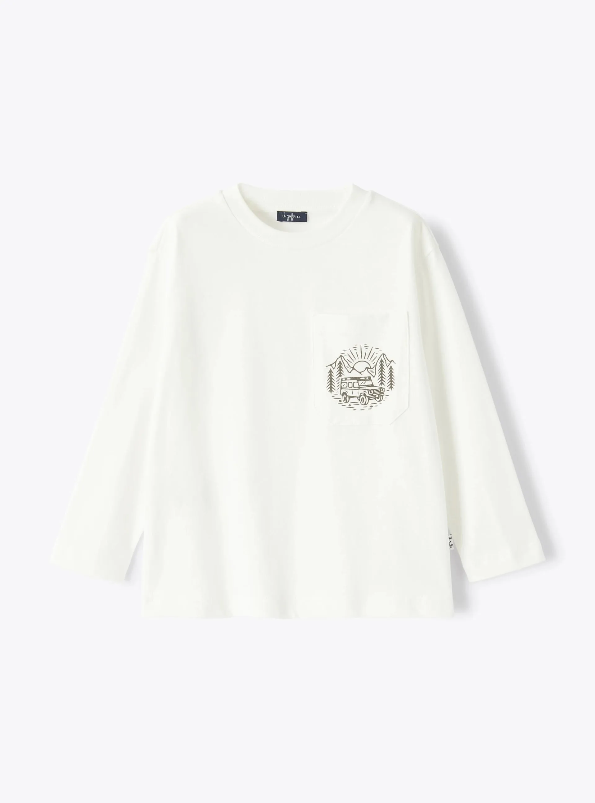 White Long Sleeve Tshirt With Pocket