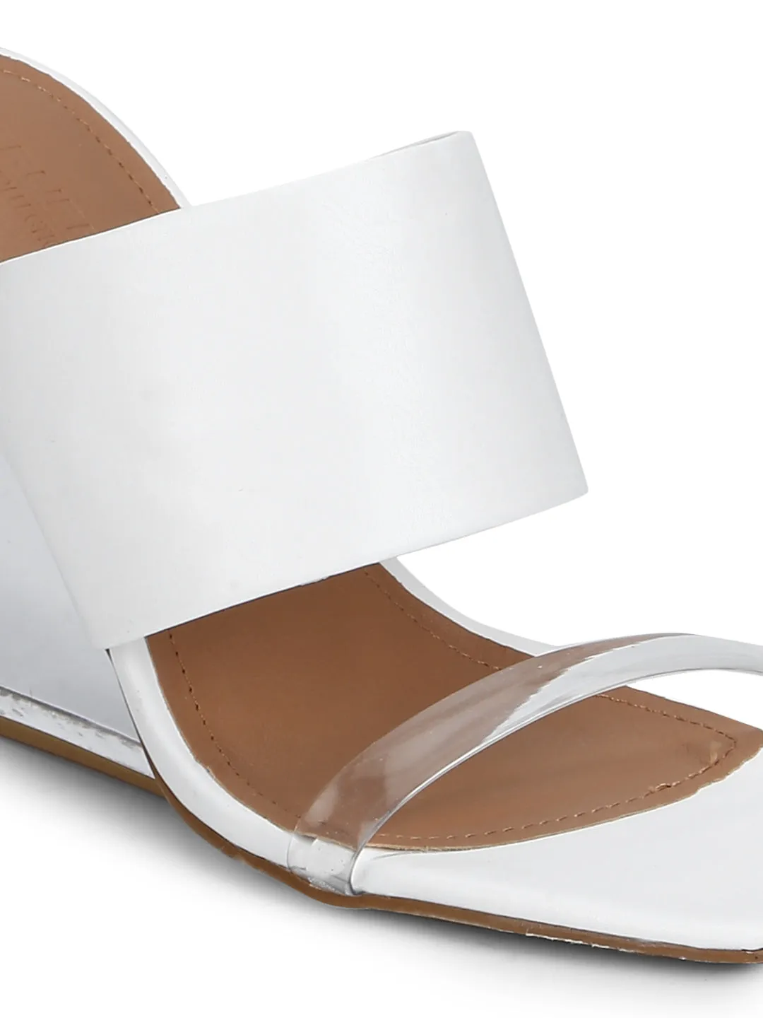 White PU Slip-on Wedges