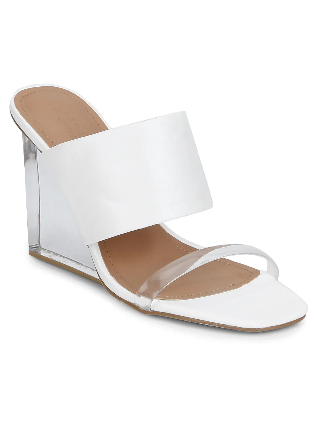 White PU Slip-on Wedges