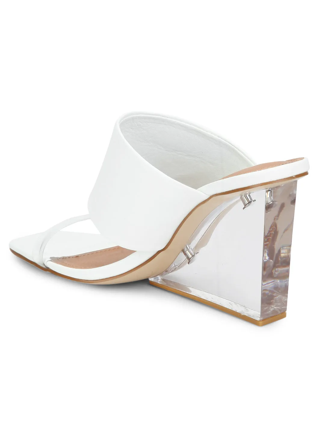 White PU Slip-on Wedges