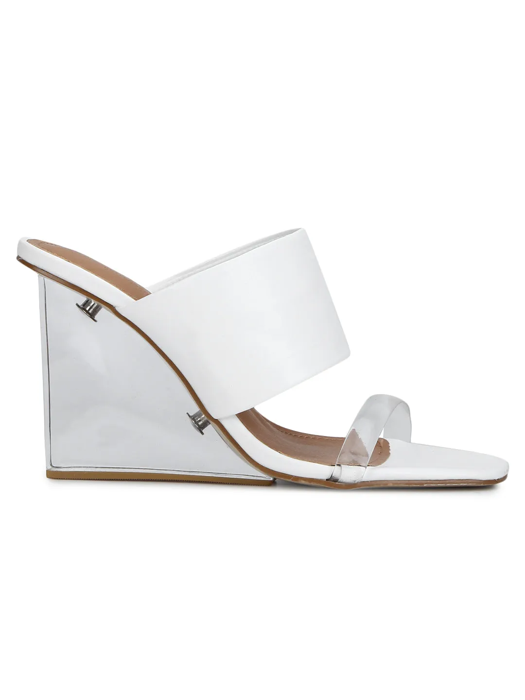 White PU Slip-on Wedges