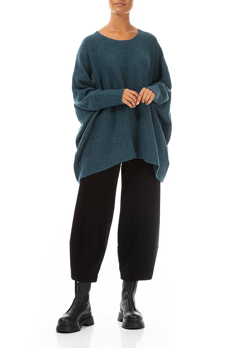 Wide Boxy Teal Wool Sweater