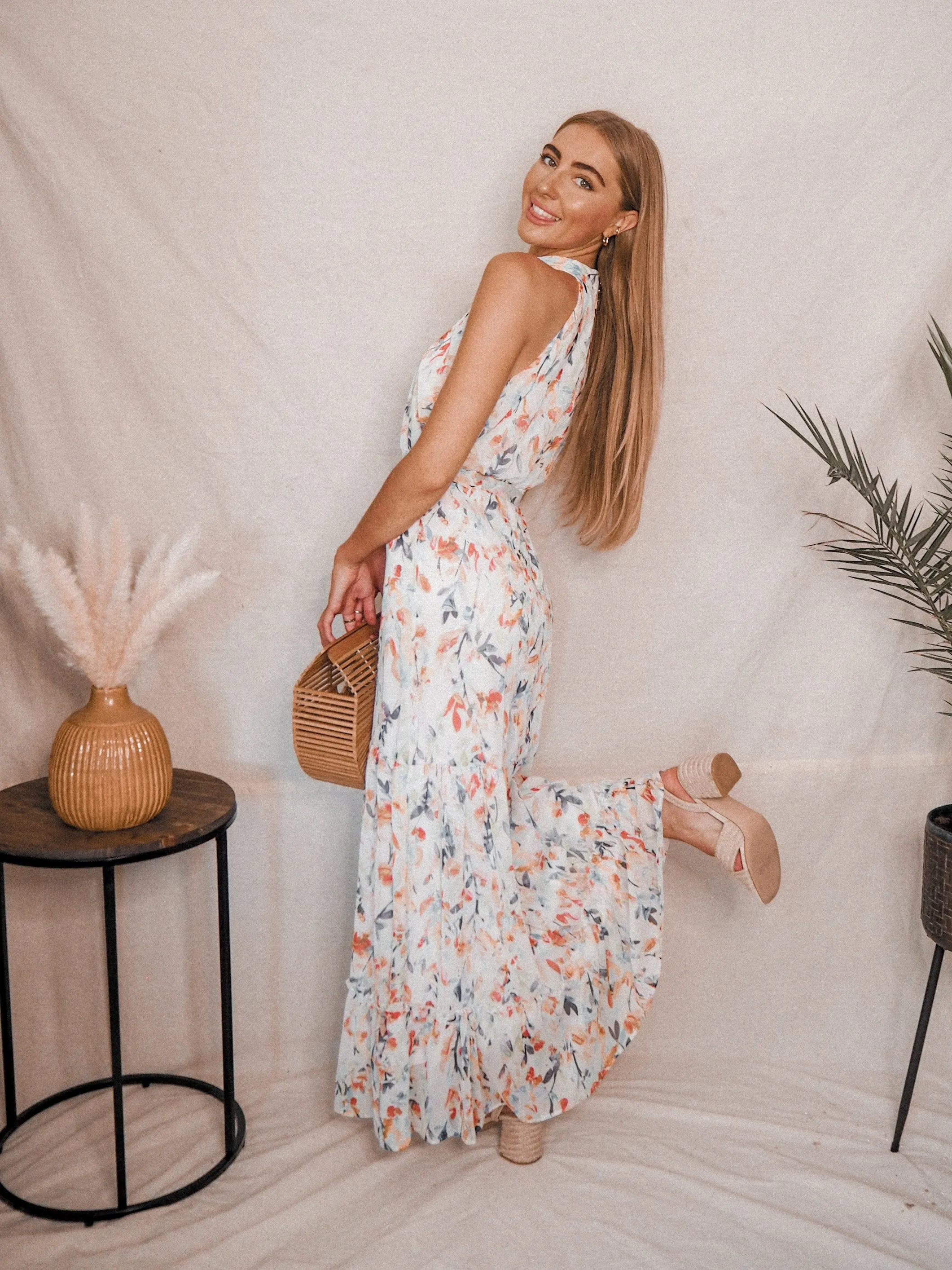 Willow High Neck Maxi Dress / Floral Print - As Seen On Sam Faiers