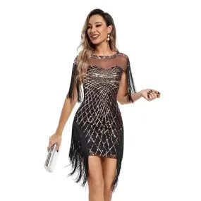 Women Sequined Vintage Party Nightclub Embroidery Mini Dress