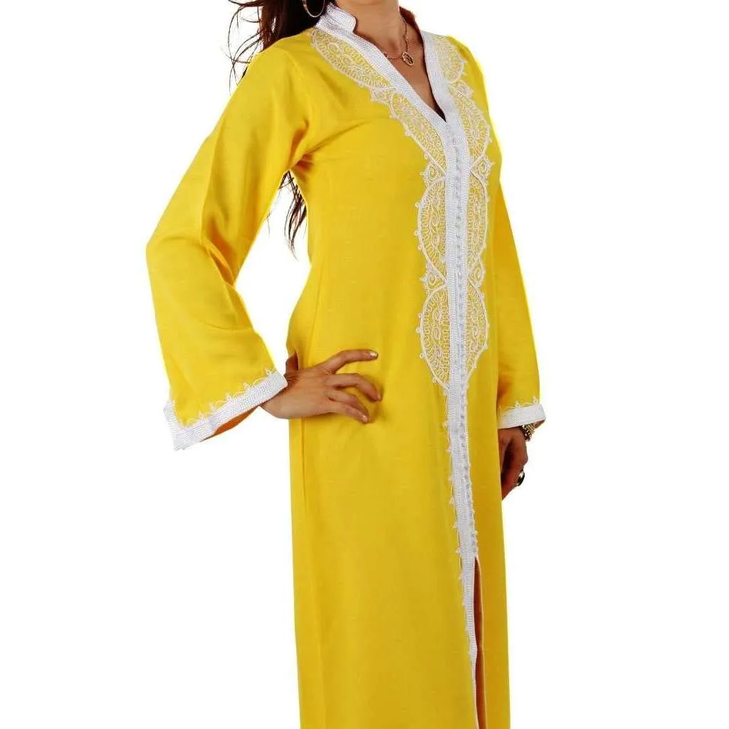 Yellow Moroccan Maxi Dress Kaftan- Lella Style