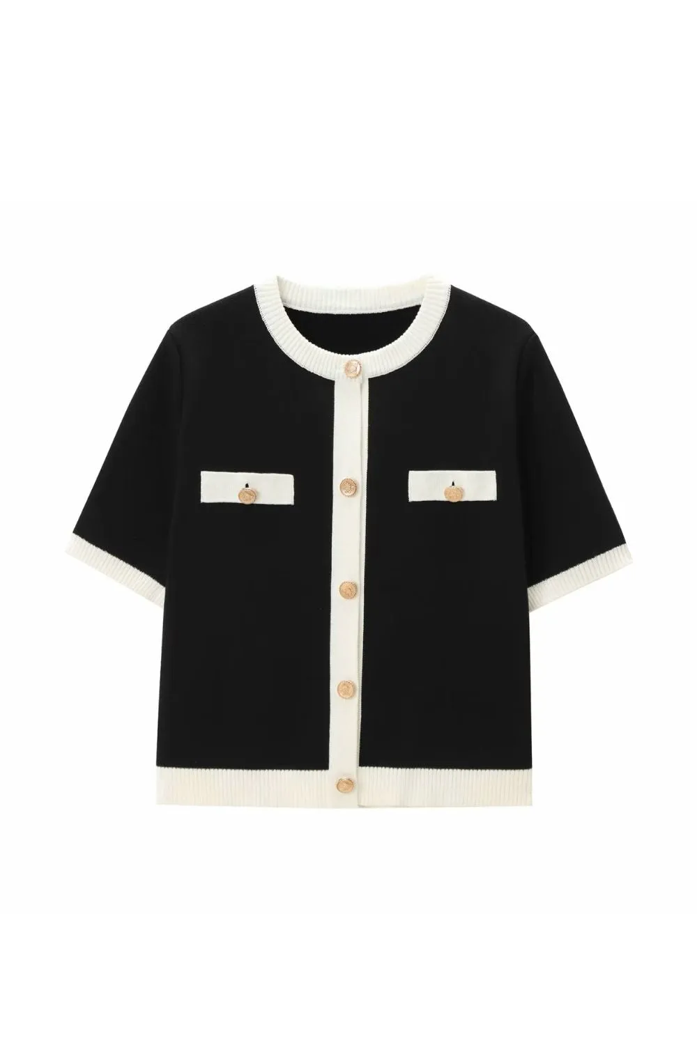 ‘Yevlina’ Color-Block Short Sleeve Knit Jacket