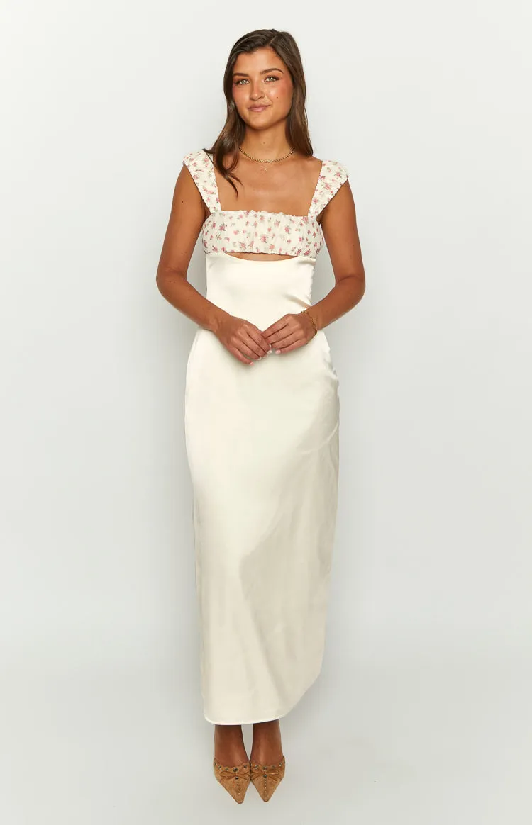 Yolandah Cream Chiffon Maxi Dress